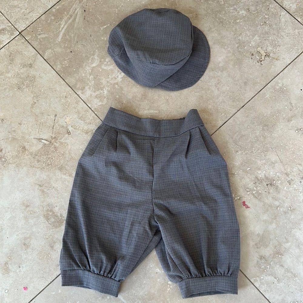 Kids Two-Piece Matching Set in Charcoal Gray - Classic Short Trousers & Cap